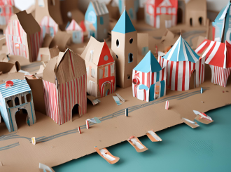 Cardboard Coastal Town 5